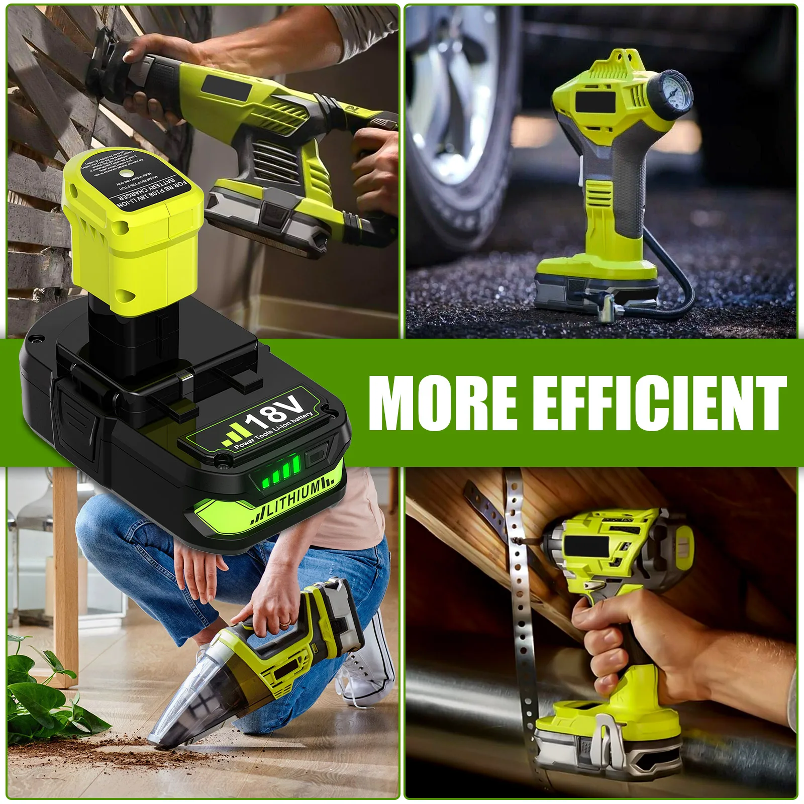 Fast Charger Replacement For Ryobi P108 Battery 18V Charger Station Indicator Comaptible with Ryobi 18V Battery