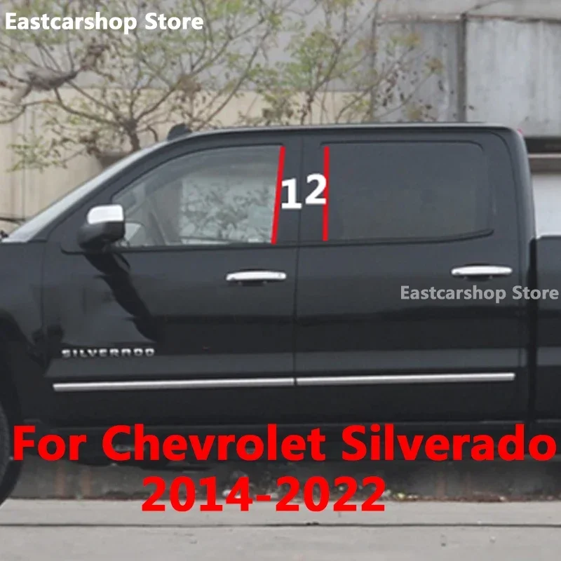 

For Chevrolet Silverado 2022 2021 Car Middle Window B C Center Pillar Sticker PC Decorative Central Frame Accessories 2014-2019