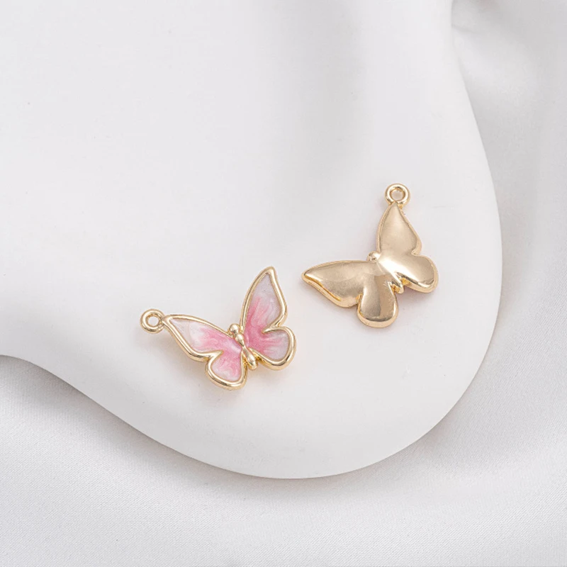 14pcs/lot Jewelry Accessory Copper Butterfly Shaped Gold Edge Pendant For Charms Earrings  Bracelet