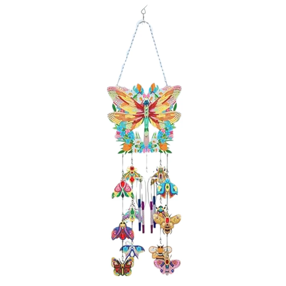 

Garden Décor Wind Chime Kit 3D Visual Effect 79*19cm DIY Dot Painting Perfect Gift Resin Sequins Wind Chime Kit