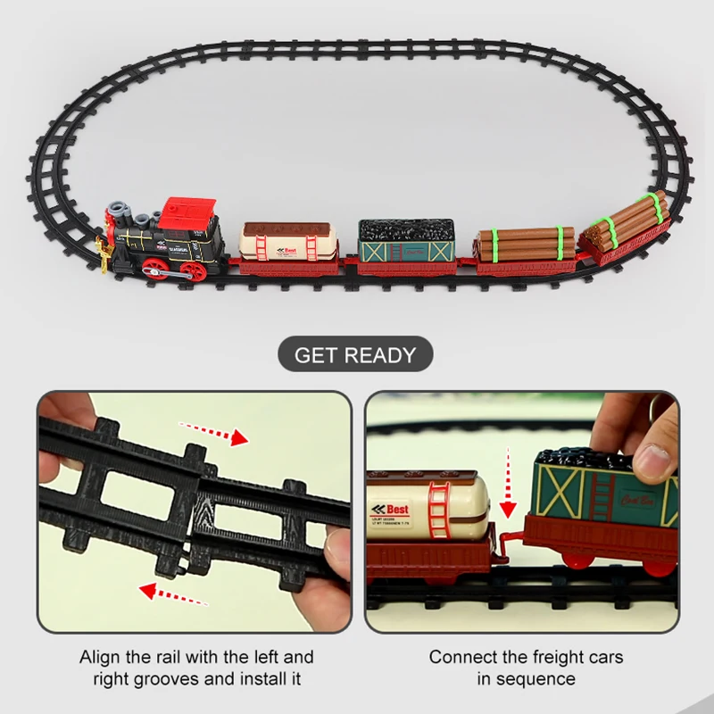 Elektryczny wagon kolejowy Zabawka z dźwiękiem Dym Światło Pary Zabawki Symulacja Klasyczny model kolejowy Zestaw do zabawy Prezent świąteczny