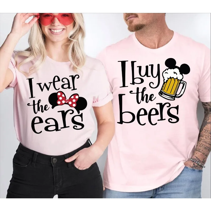 Ich trage die Ohren und ich kaufen Sie die Biere, passende Disney-Paar-Shirts, Minnie und Mickey-T-Shirts für Erwachsene, Epcot-Trinkpaar-Shirt