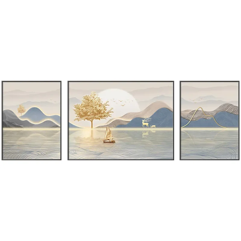Modern Light Luxury Living Room Decorative Painting High End Atmosphere Sofa Background Wall Landscape Hanging Art Smooth