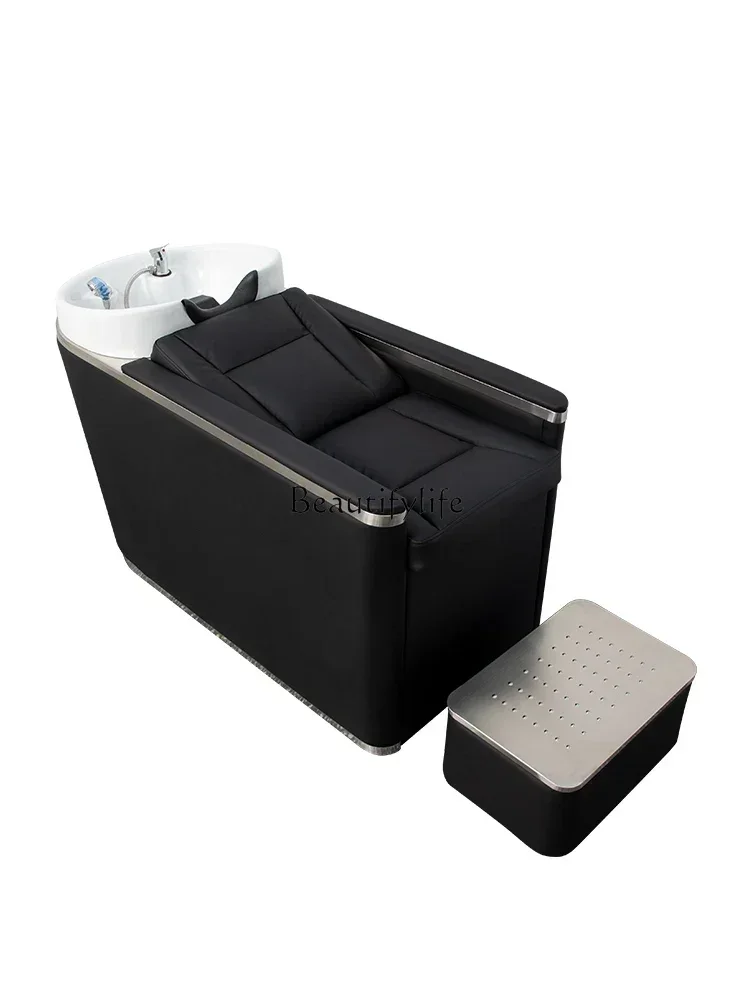

LHigh-End Ceramic Basin Shampoo Chair Hair Saloon Dedicated Sitting Half Lying Stainless Steel Flushing Bed