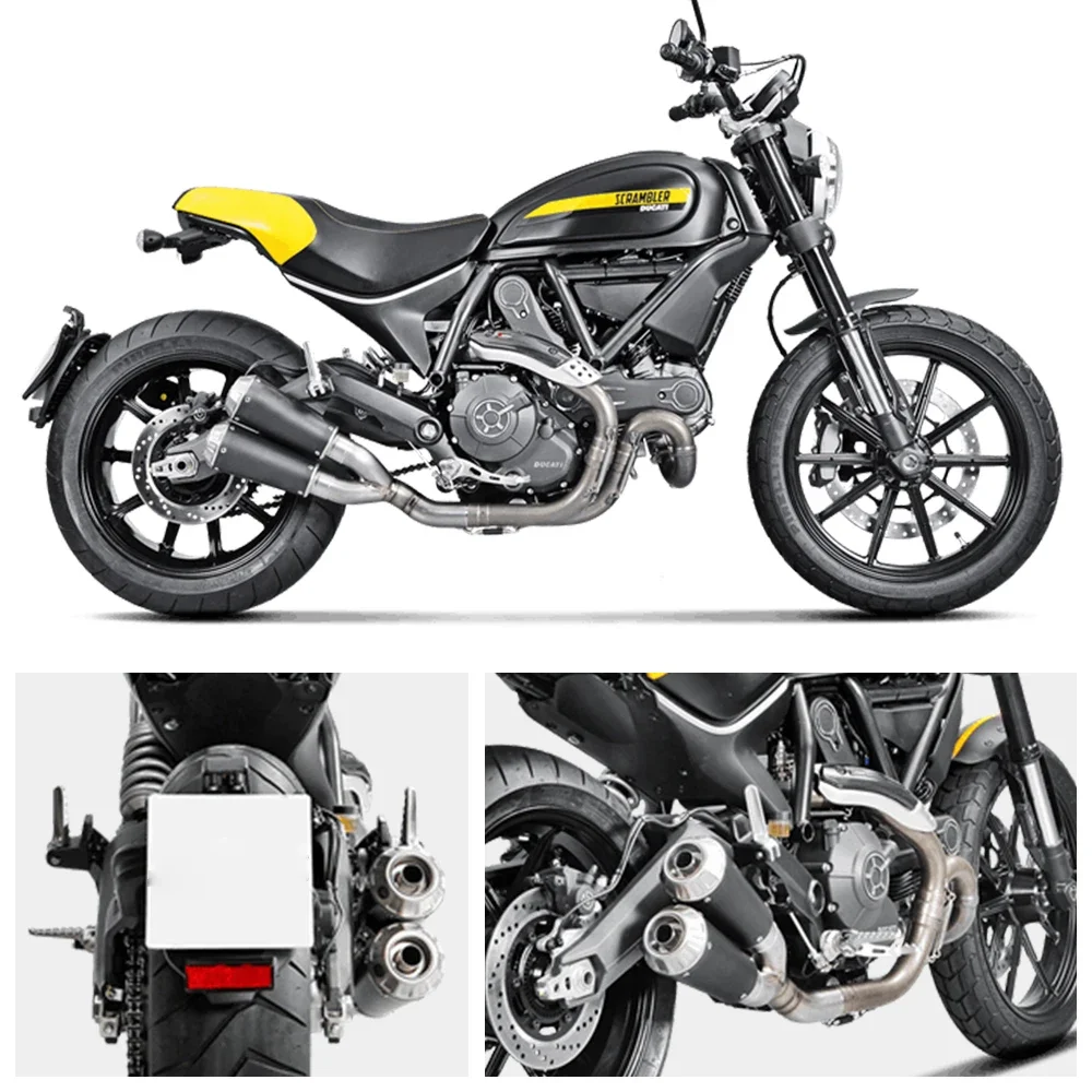 สําหรับ Ducati Scrambler 800 2015-2021 รถจักรยานยนต์ไอเสียดัดแปลงกลางสแตนเลส Double Outlet กลาง Link ท่อ