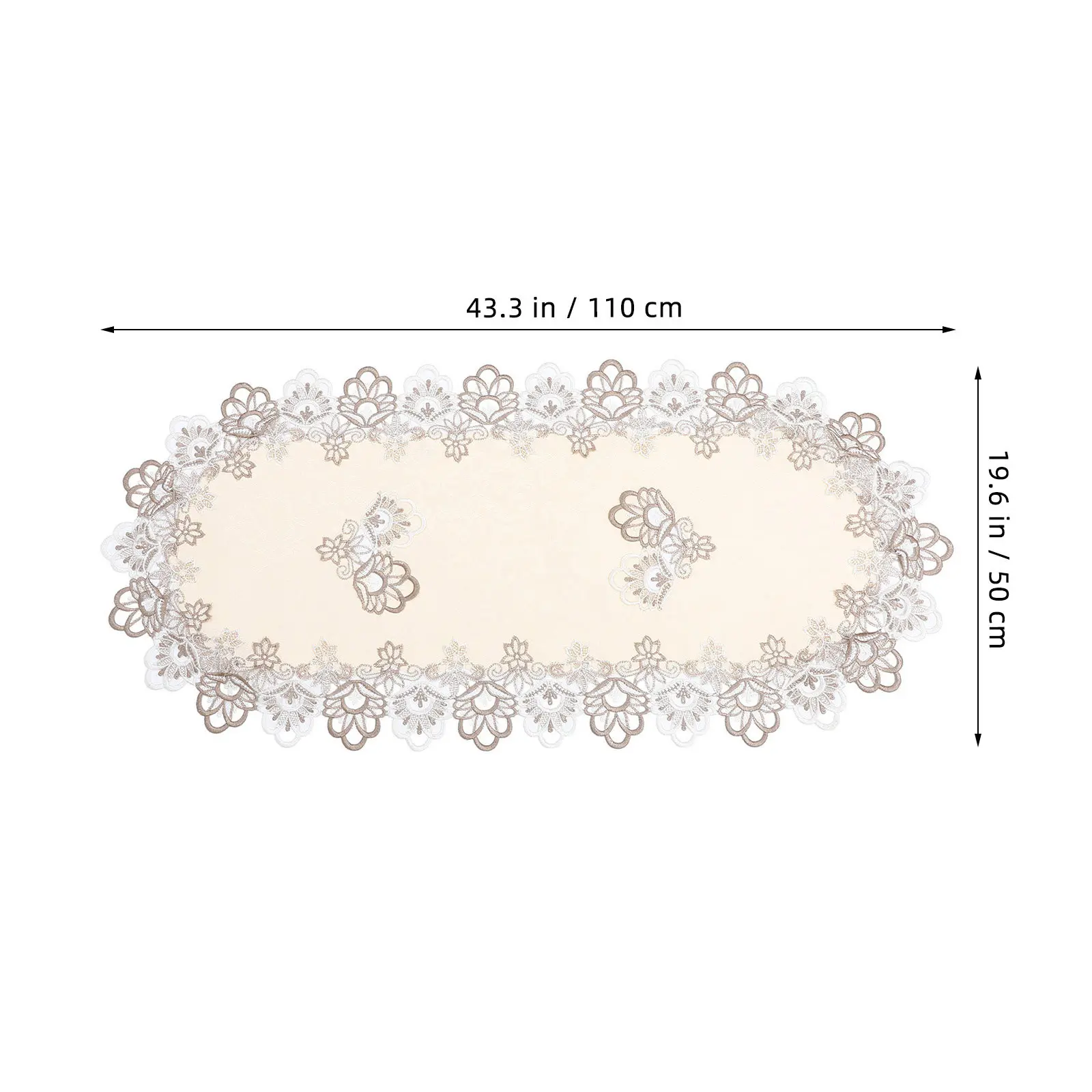 Oval Lace Decorative Tablecloth Water-Soluble Lace Table Runner for Coffee Table Dresser TV Cabinet Home Party Decor