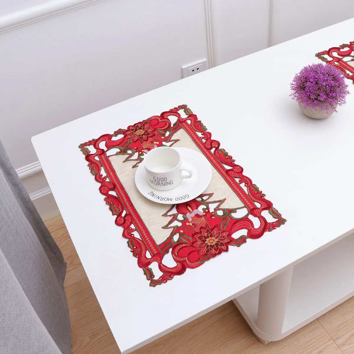 4Pcs Christmas Table Covers Rectangular Polyester Tablecloths Party Banquet Wedding Home Outdoor Decor 30x45cm Holiday Table