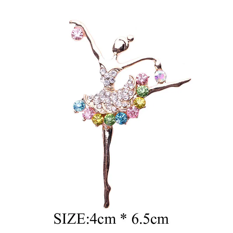 Fashion Shinning Crystal Dancing Girl Brooches Women Rhinestones Ballerina Brooch Pin Clothing Dress Jewelry Decoration Pin