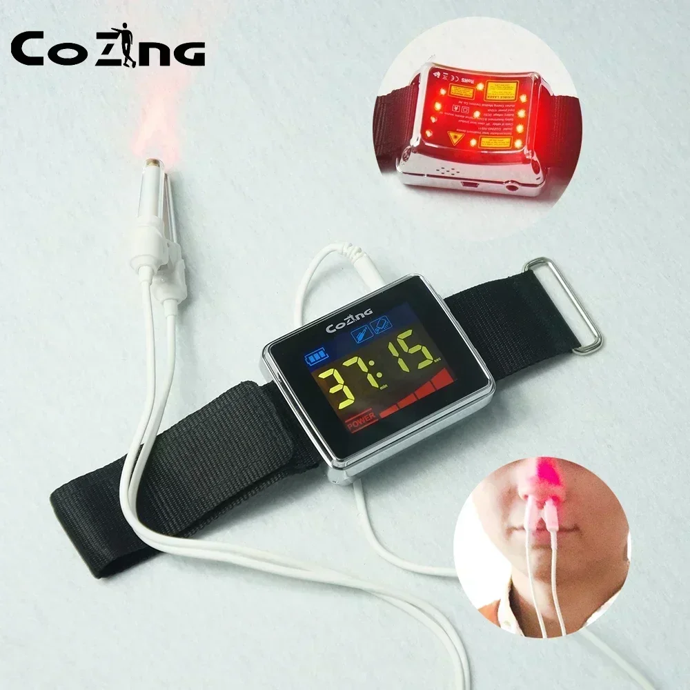 650nm Low Level Laser Therapy Sinusitis Wrist Watch Red Light Laser Physiotherapy Rhinitis Hypertension Treatment Diabetic Watch