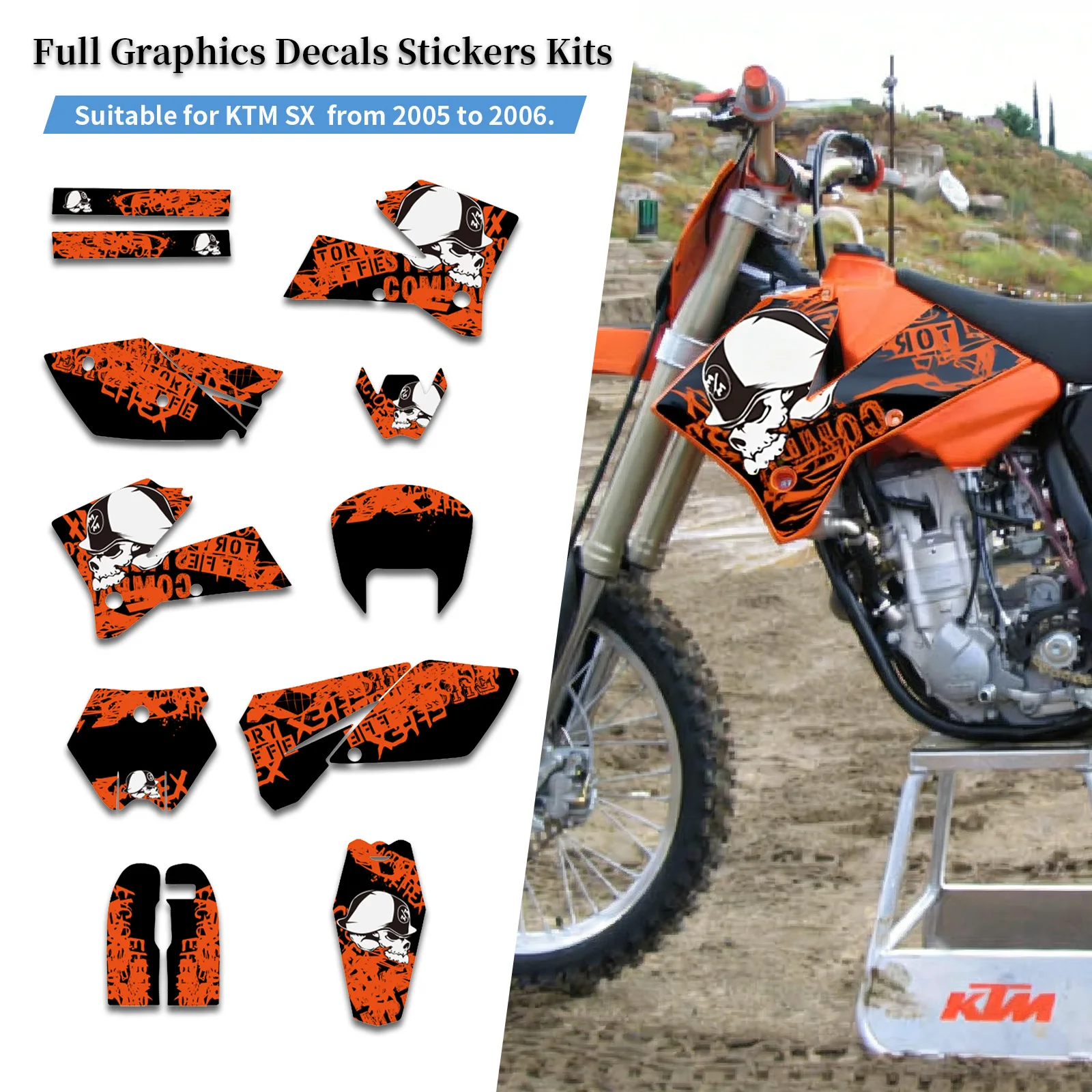 Motorcycle Decoration Decals Full Graphics Background Sticker Fit for KTM SX Series 125 250 300 SXF SX-F 250 350 450 2005 2006