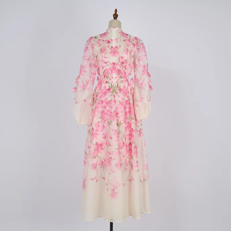 Feito à mão longo dr conjunto de duas peças floral pendurado design rua sle cintura solta material thiened oulder off sle