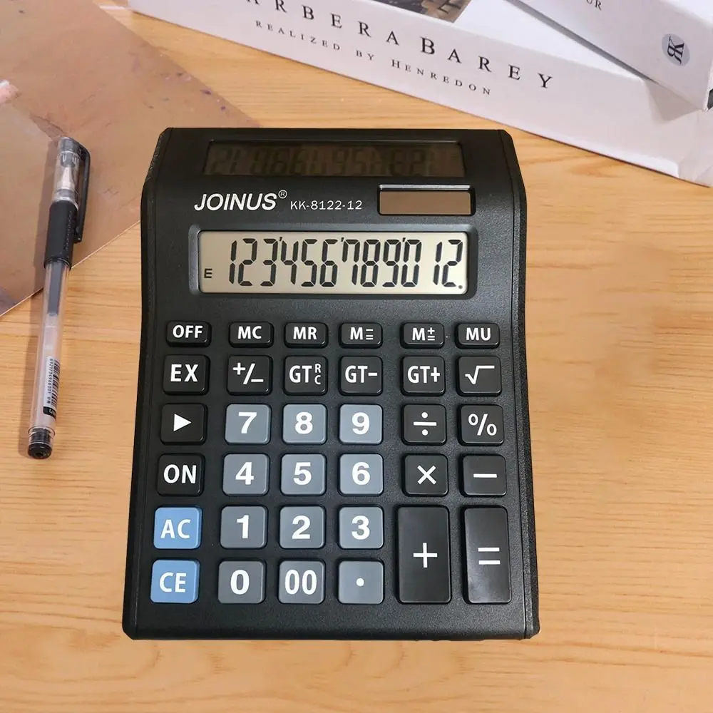 آلة حاسبة متعددة الوظائف تعمل بالطاقة الشمسية ذات شاشة مزدوجة، أدوات مكتبية فعالة، آلة حاسبة مكونة من 12 رقمًا، شاشة عرض كبيرة محمولة #5