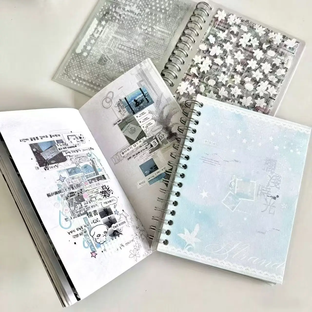 

New Korean Sticker Book 8 Issues Stranded Time Sticker Book 32 Double Transparent White Ink Lily Original Coil Sticker Cute Gift