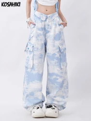 2024 Tie-dye Streetwear Cargo Punk Straight Pants Loose Y2k Aesthetic Pockets Pantalones Women Grunge Harajuku Wide Leg Trousers