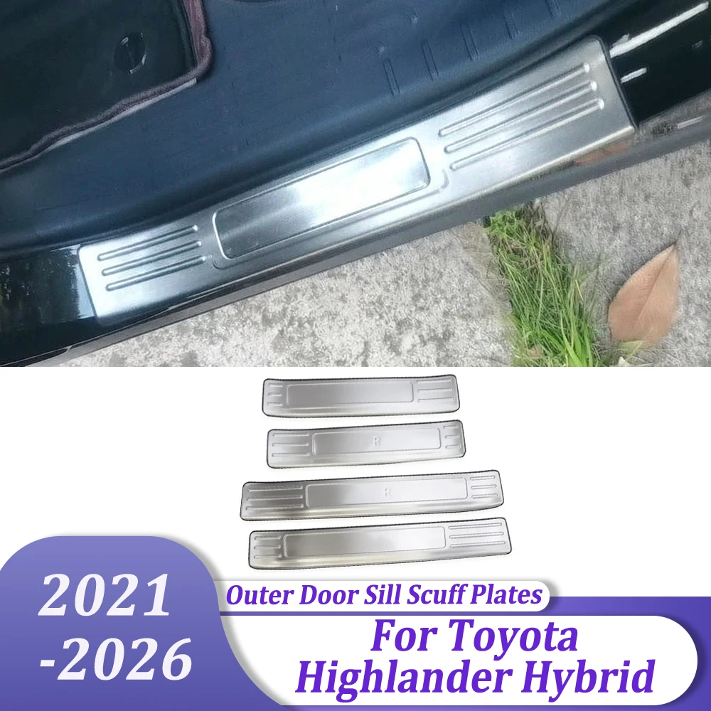 Car Accessories Outer Door Sill Scuff Plates Protectors Thresholds For Toyota Highlander Hybrid 2021 2022 2023 2024 2025 2026