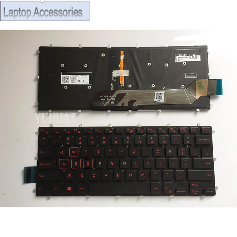 

Красная/белая клавиатура для ноутбука DELL PK131Q12B01 NSK-EB0BC DLM15L13USJ698 0H4XRJ с подсветкой