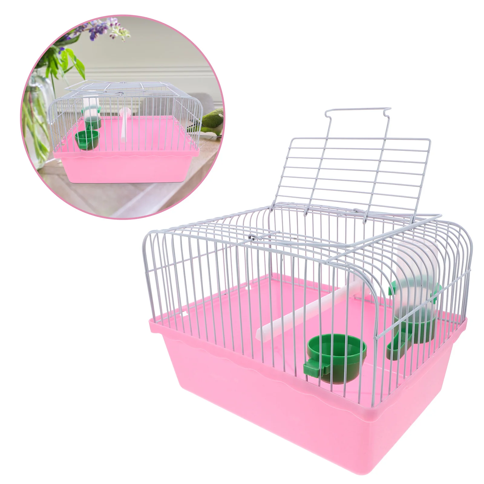 

Spacious Portable Bird Cage for Small Birds Includes Perch Food Container Waterer Ideal Travel Carrier for Parrots Cockatiels