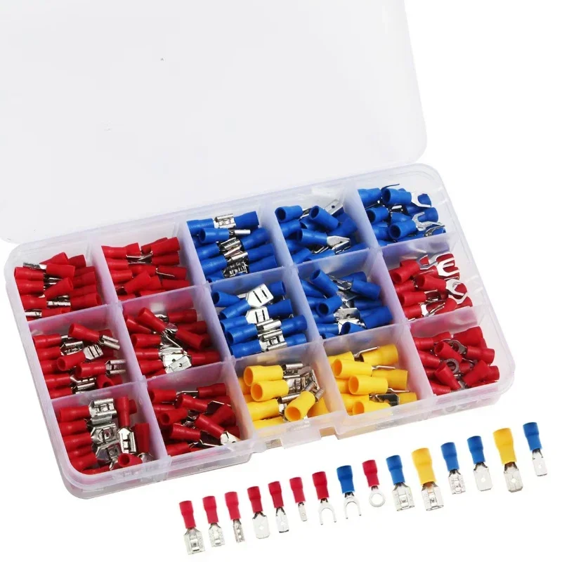 Repair Insulated Cable Connector Electrical Wire Crimp Spade Butt Ring Fork Set Ring Lugs Rolled Terminals Assorted Kit
