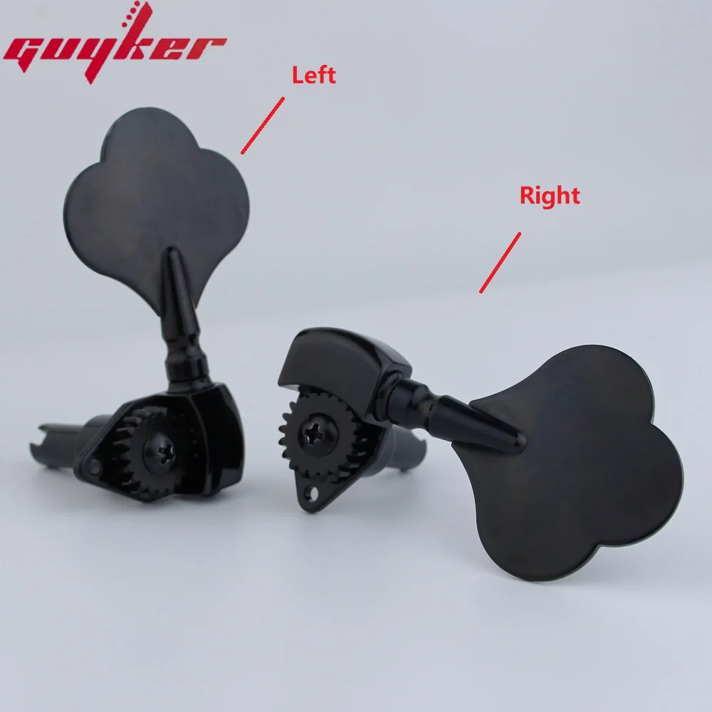 GUYKER Open Frame Electric Bass Machine Heads Tuners Gear ratio 1:20 Tuning Keys Black