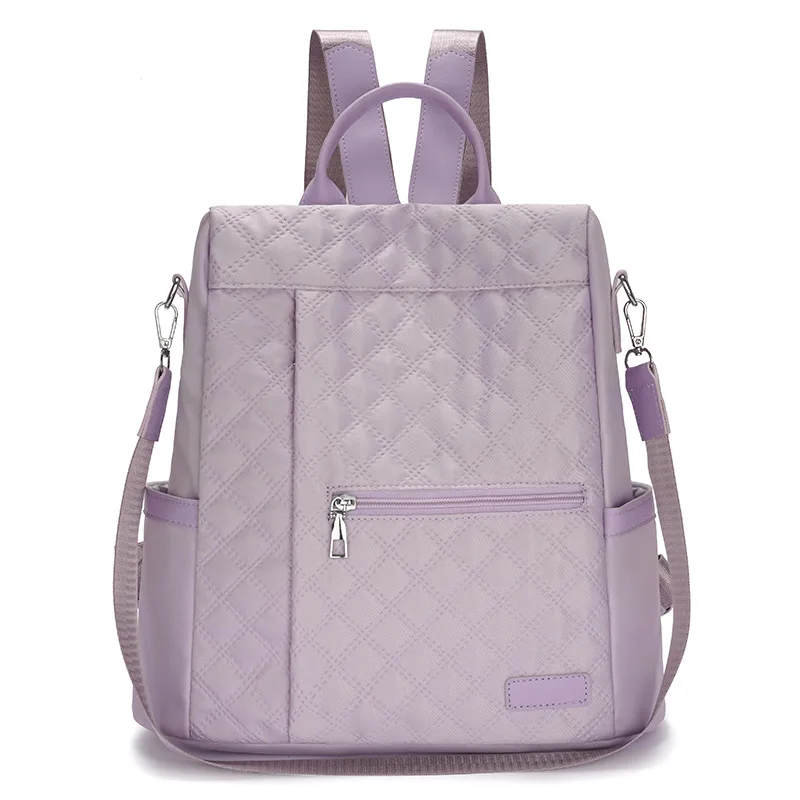 حقيبة ظهر نسائية من النايلون خفيفة الوزن ذات سعة كبيرة وخط تطريز معين وحقيبة ظهر للسفر على الكتف #5