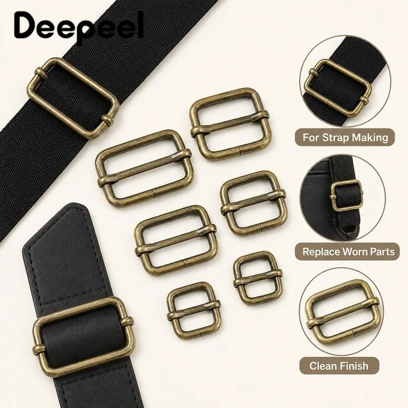 50/100Pcs 20-50mm Zinc Alloy Tri Glide Slider Buckle Rectangle Loop for Bag Strap Keychain Webbing Belt Handbag Sewing Hardware