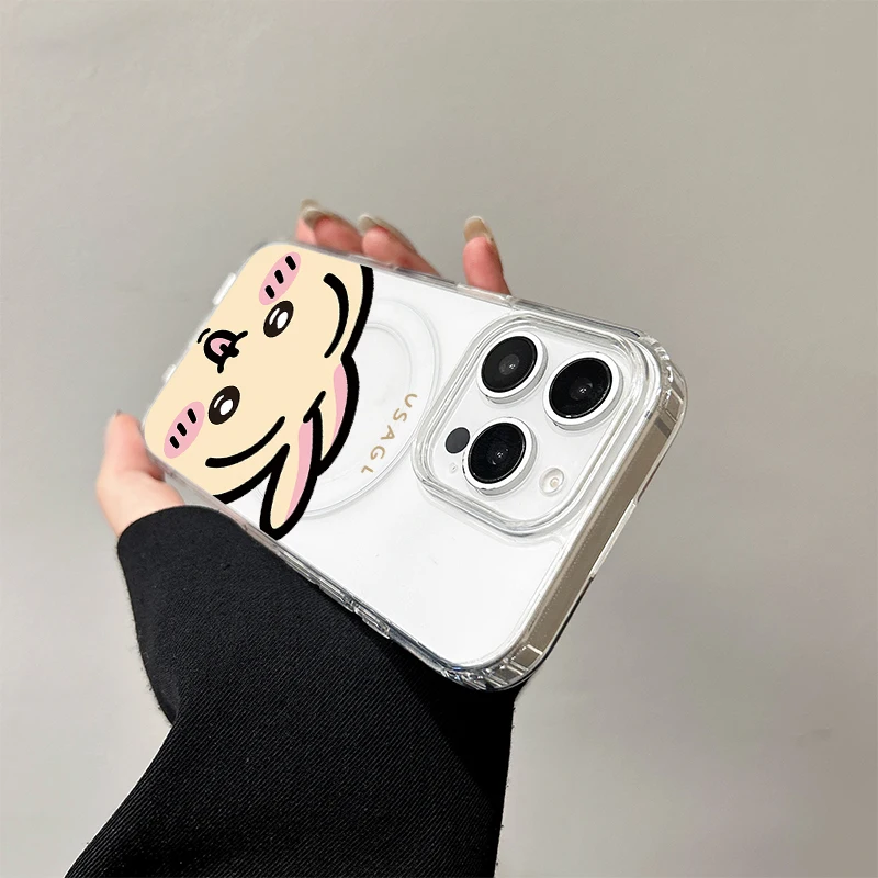 Mooie C-Chiikawa Draadloos Opladen Case voor iPhone 17 Air 16 E 15 14 13 12 Mini 11 Pro Max transparant Siliconen Rand Cover