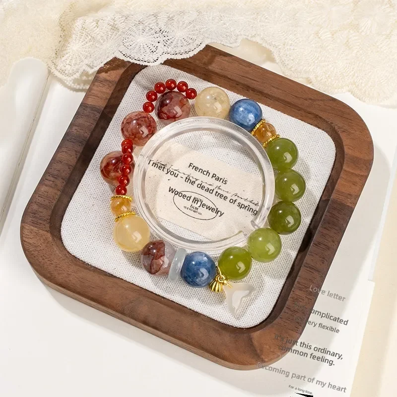 [Big Fish Begonia] DIY Original Design Natural Jade Blue Crystal Xiuyu White Agate Fish Tail Crystal Bracelet