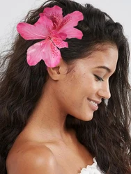 Seaside Hawaii Hairpin Large Bohemia Side Clips For Women Wedding Simulated Canna Hairpin Rose Red Bride Festival Hair Clip Gift