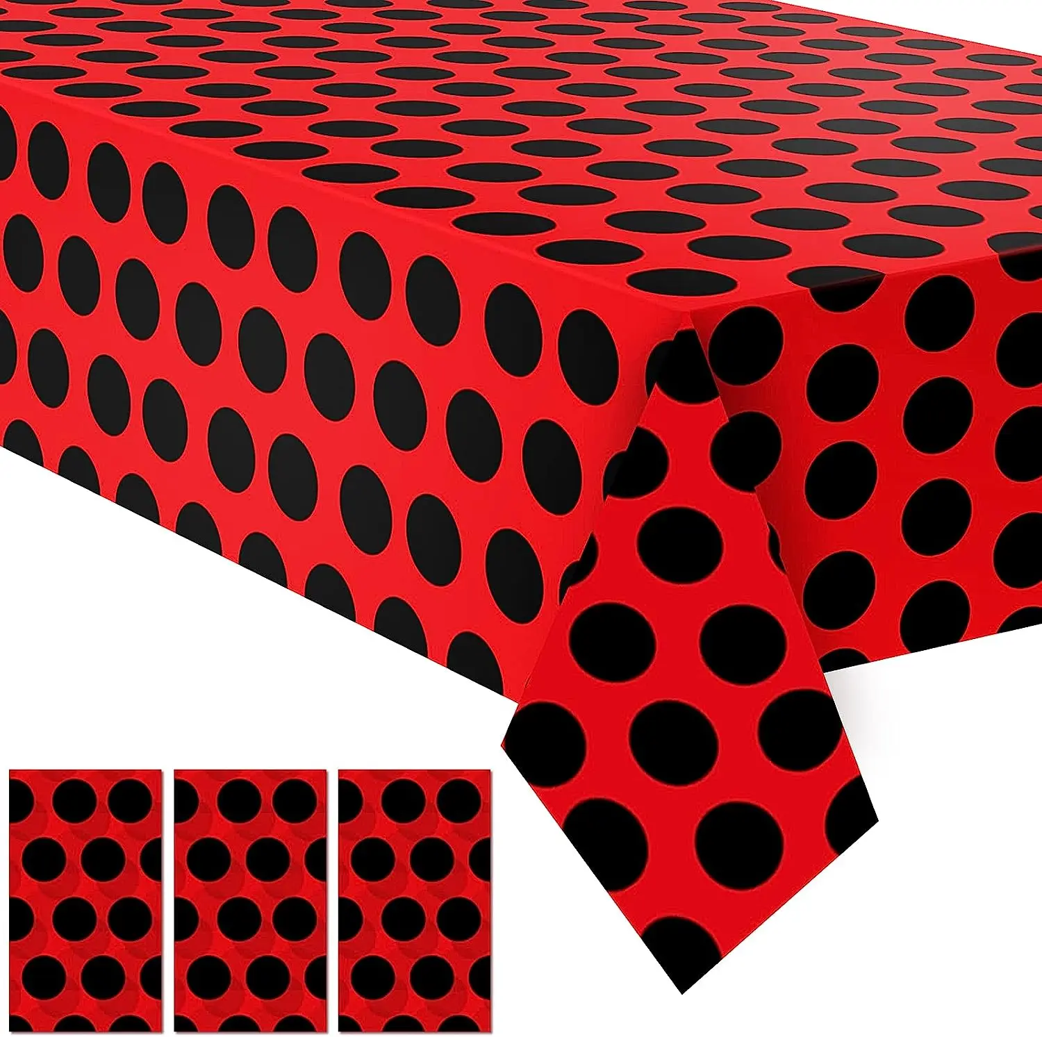 Ladybug Rectangular Plastic Tablecloth, Red Dot Table Cover, Party Supplies, Ladybug Theme Party, 54x108 Inch