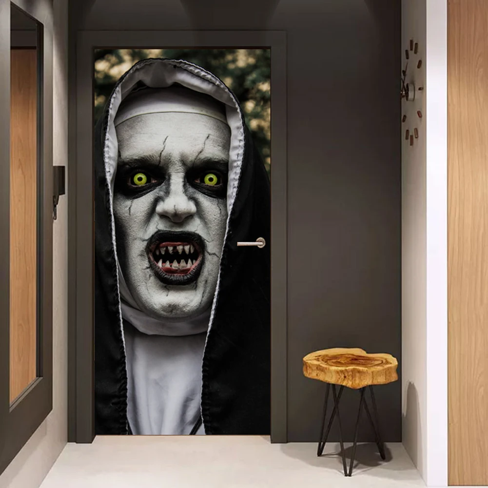 Halloween Horror Door Stickers 3D Vampires Tooth Art Wall Sticker Scary Halloween Party Props Home Decor