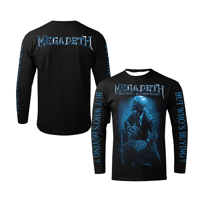Heavy Metal Giants Criticize Metal Megadeth Punk Rock American Long Sleeved 3D Printed T-shirt Autumn Men's Fashion Top