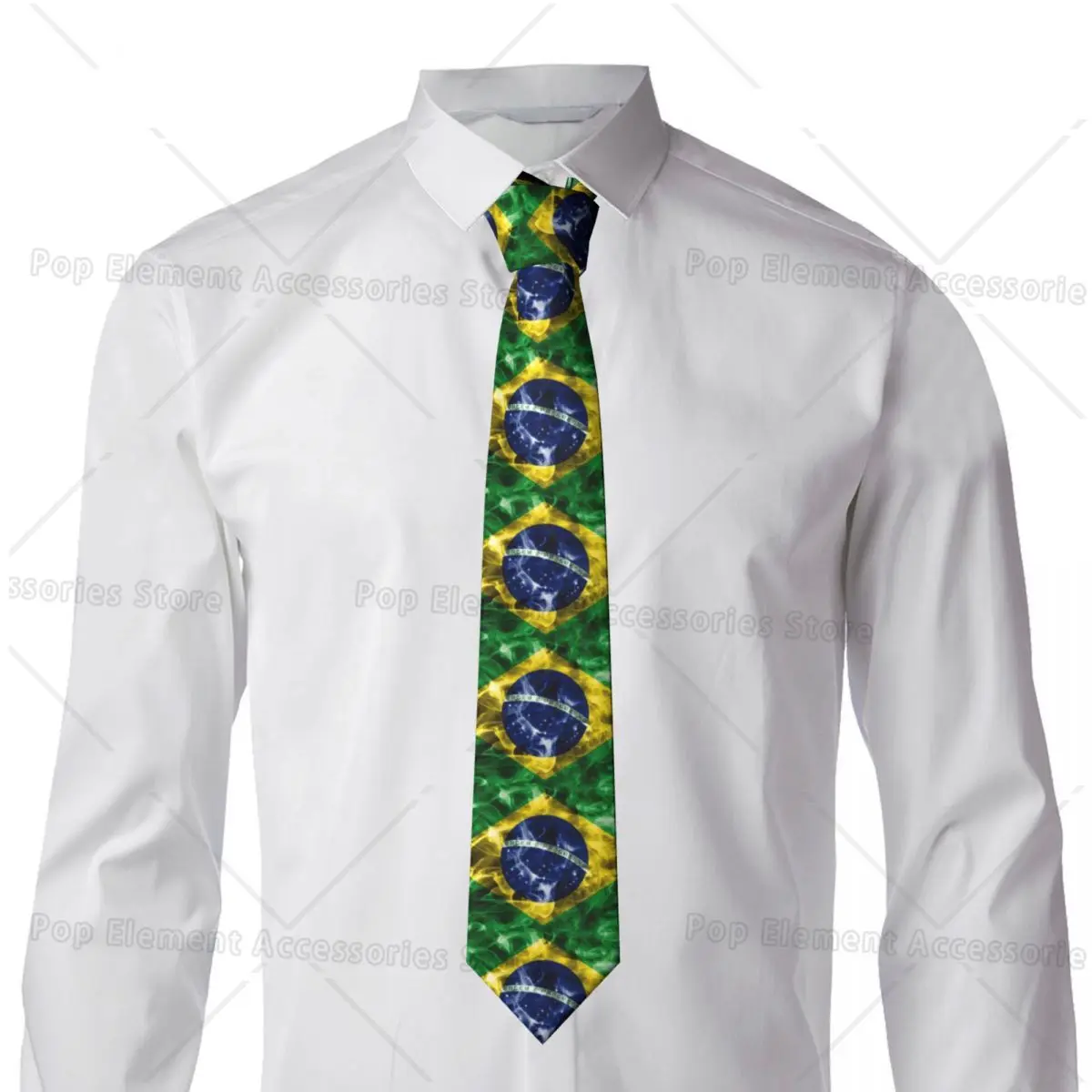 Fashion Brazilian Flag Neckties for Men Customized Silk Brazil Office Neck Tie