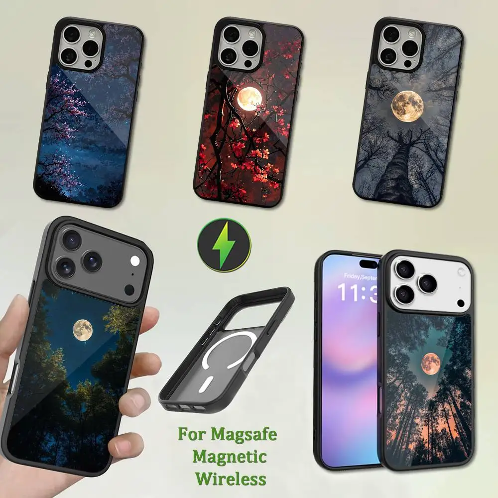 

Moon Branches Starry Sky Phone Case For iPhone 13,12,11,16,15,17,14,Pro,Max,Plus,Mini,Magsafe,Magnetic Wireless Charging