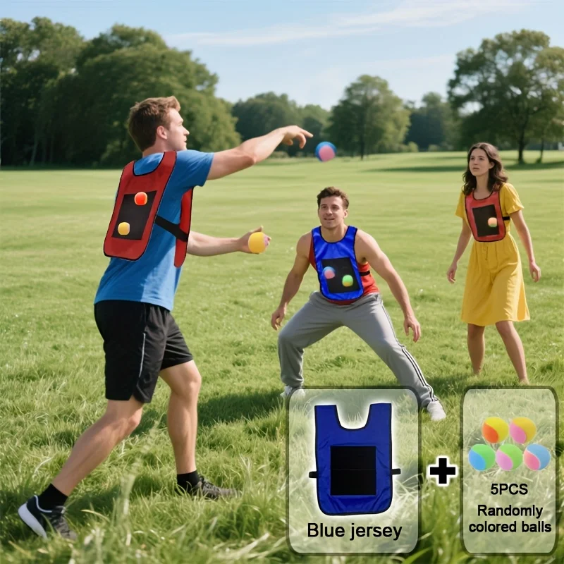 1 Set/2 Sets of Family Fun Sticky Ball Games Dodgeball Set, 2 Vests and 10 Small Balls, Suitable for Ball Games Sticky Ball Vests, Interactive Throwing Sticky Target Dodgeball Games, Outdoor Team Games, Beach Games, Garden Outdoor Toys, Dodgeball, Throwing Sandbag Games, Durable Material, Suitable for Outdoor Group Games, Campus Sports, Suitable as a Gift for Those Who Love Team Sports