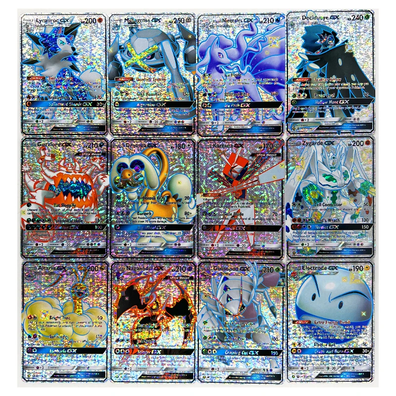 53Pcs Ptcg Gx Pokemon Refraction Charizard Greninja Replica Diamond Glitter Gauze Glitter Cartoon Anime Game Collection Card Toy