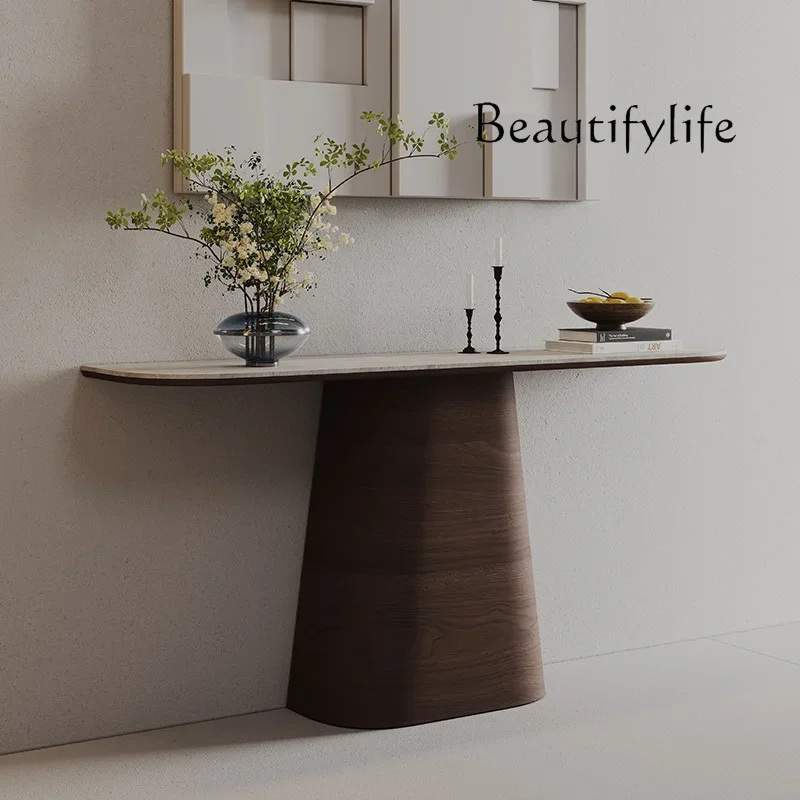 طاولة مدخل من ألواح الصخور على طراز العصور الوسطى من O، ممر غرفة المعيشة، الممر، منصة المدخل، مدخل من الخشب الصلب