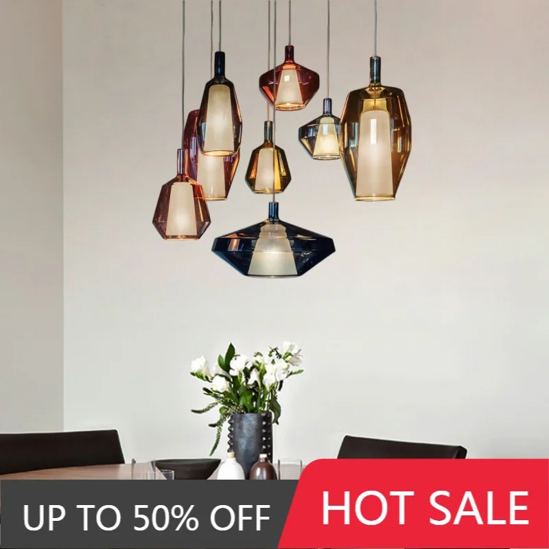 Italy Design Creative Glass LED Pendant Lights For Restaurant Dinning Living Room Suspension Chandeliers Home Decor Indoor Lamps