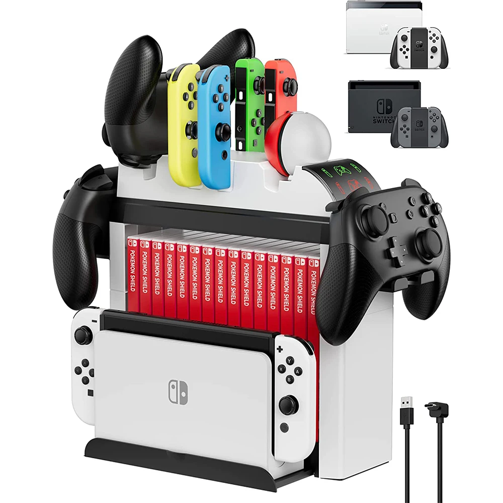 

Multifunctional Charging Dock for Nintendo Switch OLED/Switch Storage for Joy Cons Pro Controller and Ball Plus Controllers