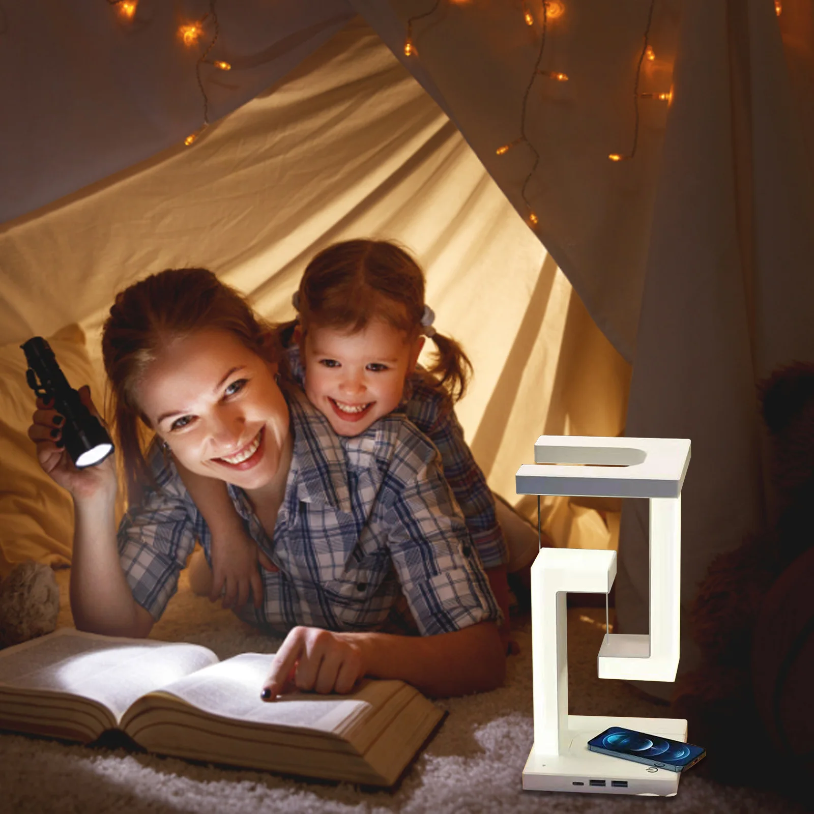 Anti-Gravity Table Light Stepless Dimming Suspended USB Romantic Night Lamps Lighting Ornaments Wireless Charger Home Decor