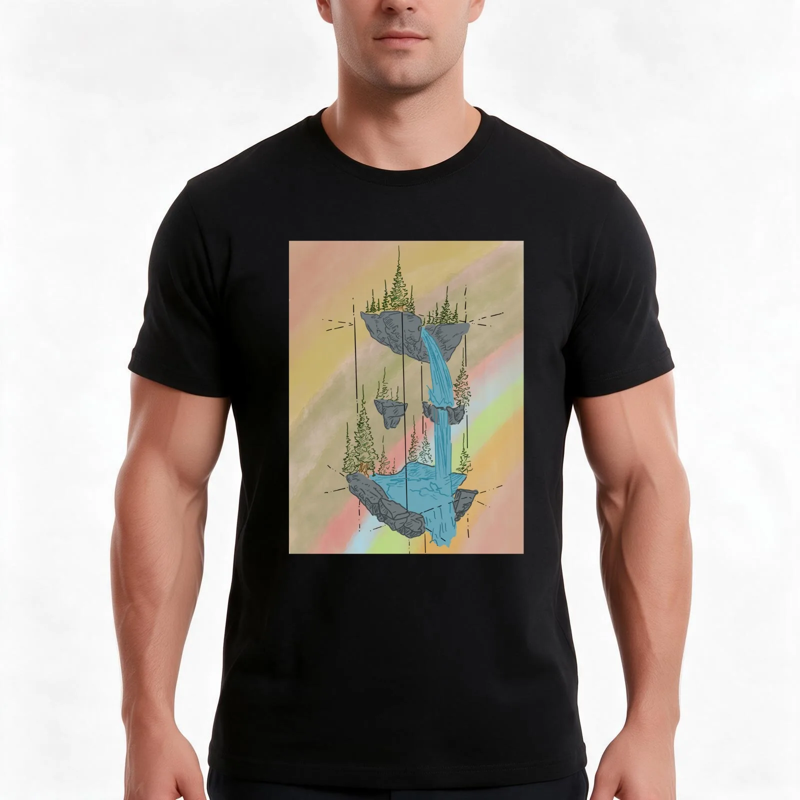 WATERFALLING IN LOVE WITH NATURE T-Shirt, Summer Casual Cotton Tee, Oversized Streetwear Tops, Vintage Graphic Print