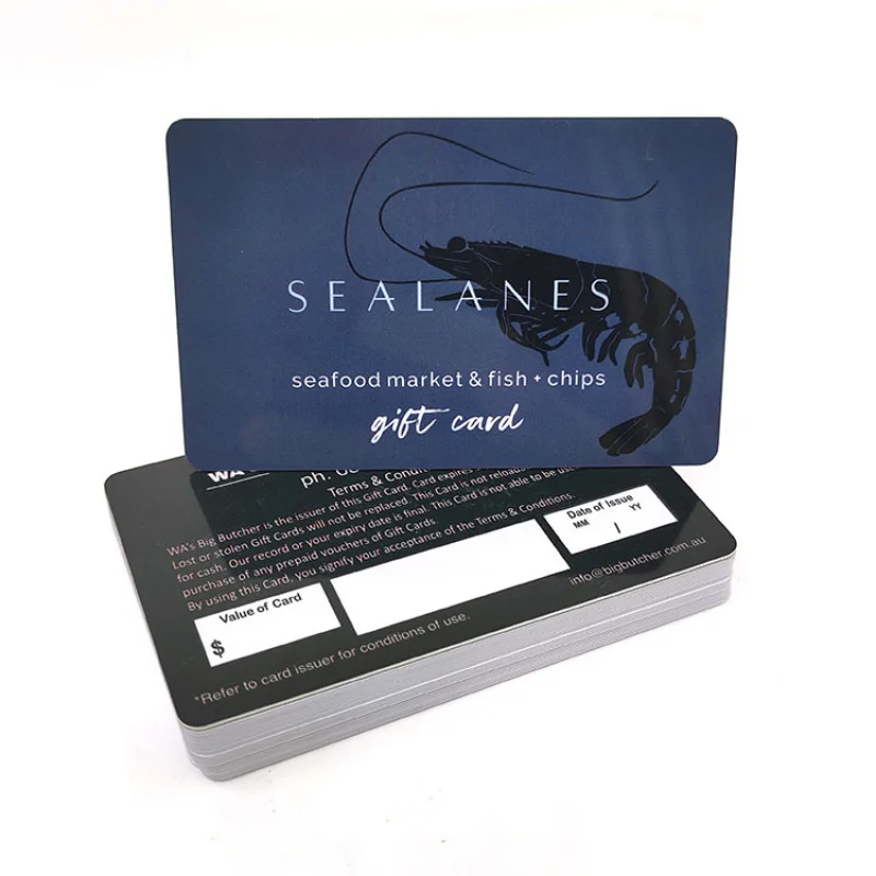 Custom Full Color Printing PVC Plastic Gift Scratch Code Voucher gift Cards for Restaurant