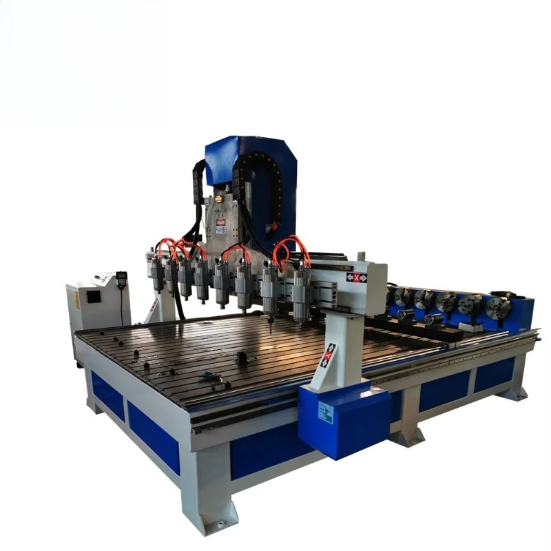 China Supplier Multi Head 4 Axis Cnc Router Machine for 6 8 Heads Wood Sofa Chair Table Back Leg Carving Rotary