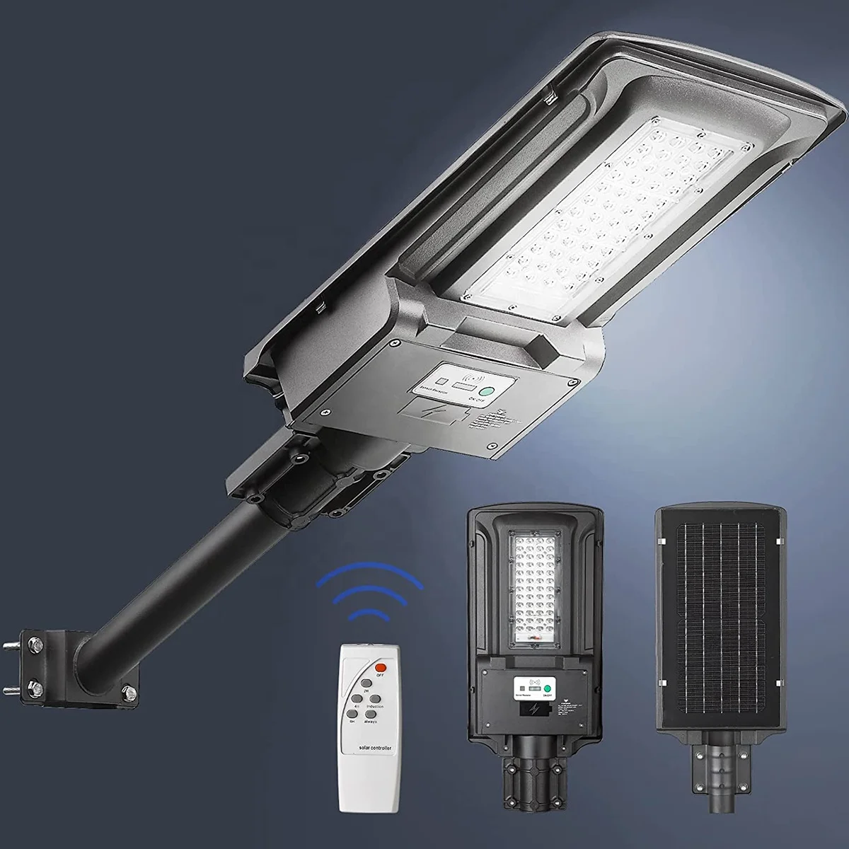 

150W Remote Control Solar Street Light with PIR Motion Sensor LED Solar Parking Lot Light Dusk to Dawn Waterproof Pole Light