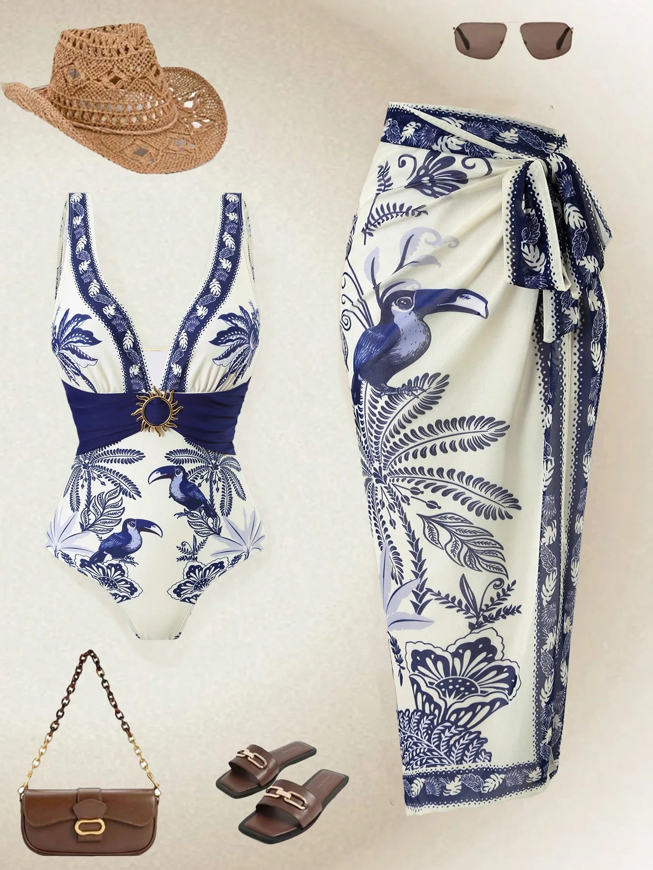 

2026 Women‘s Vintage One Piece Swimsuit Retro Floral Bathing Suit High Waist Beach Set Swimsuit Bodysuit Skirt Dress Swimwears