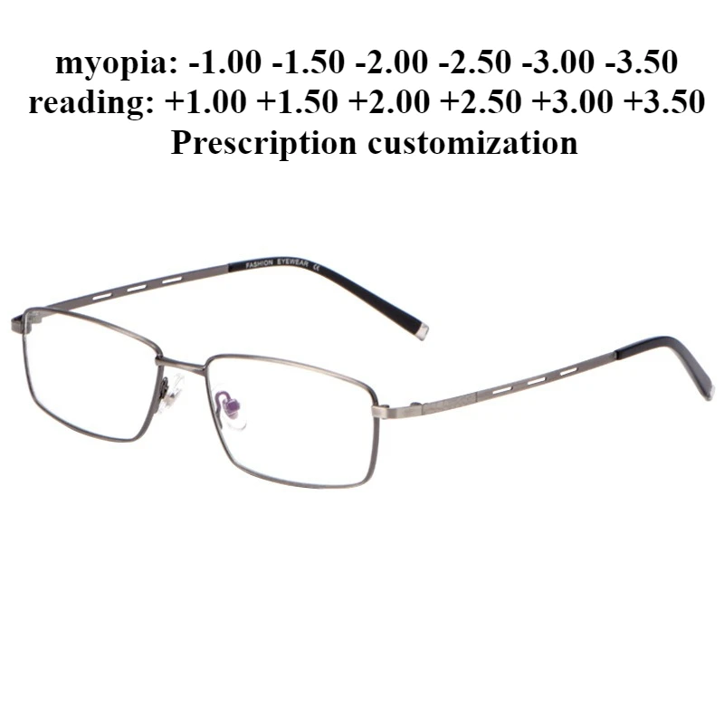 

55-16 Сверхлегкие прямоугольные очки в полной оправе из титанового сплава, мужские удобные очки для чтения для дальнозоркости