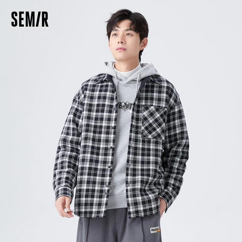 

Semir Long-Sleeved Shirt Men Winter Classic Retro Fashion Casual Loose Comfortable Cotton Plaid Shirt