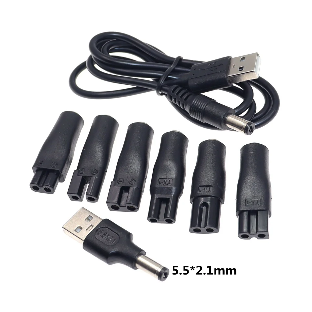 

8 PCS Power Cord 5V Universal Replacement Charger USB Adapter for All Kinds Hair Clippers Beard Trimmers Shavers Desk Lamps