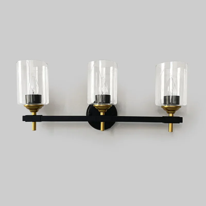 American retro wall lamp Indoor bedroom bedside staircase corridor corridor living room light luxury glass three-head mirror hea