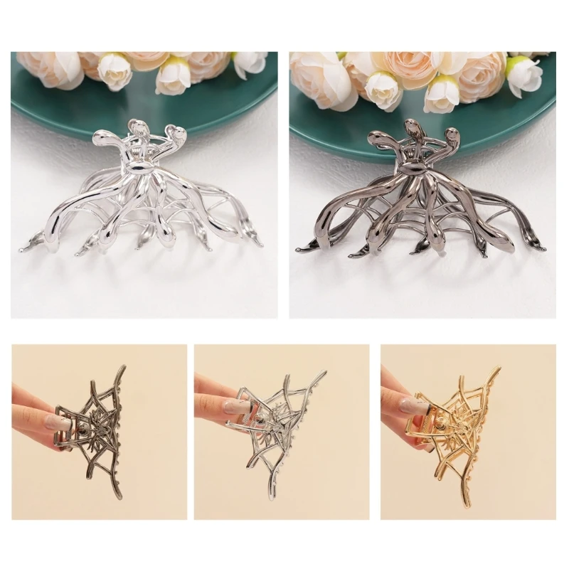 Hair Claw Clip Skeleton Theme Hair Claw Clamp Cool Cobweb Hair Catch Barrettes Strong Hold Hairpin for Girls