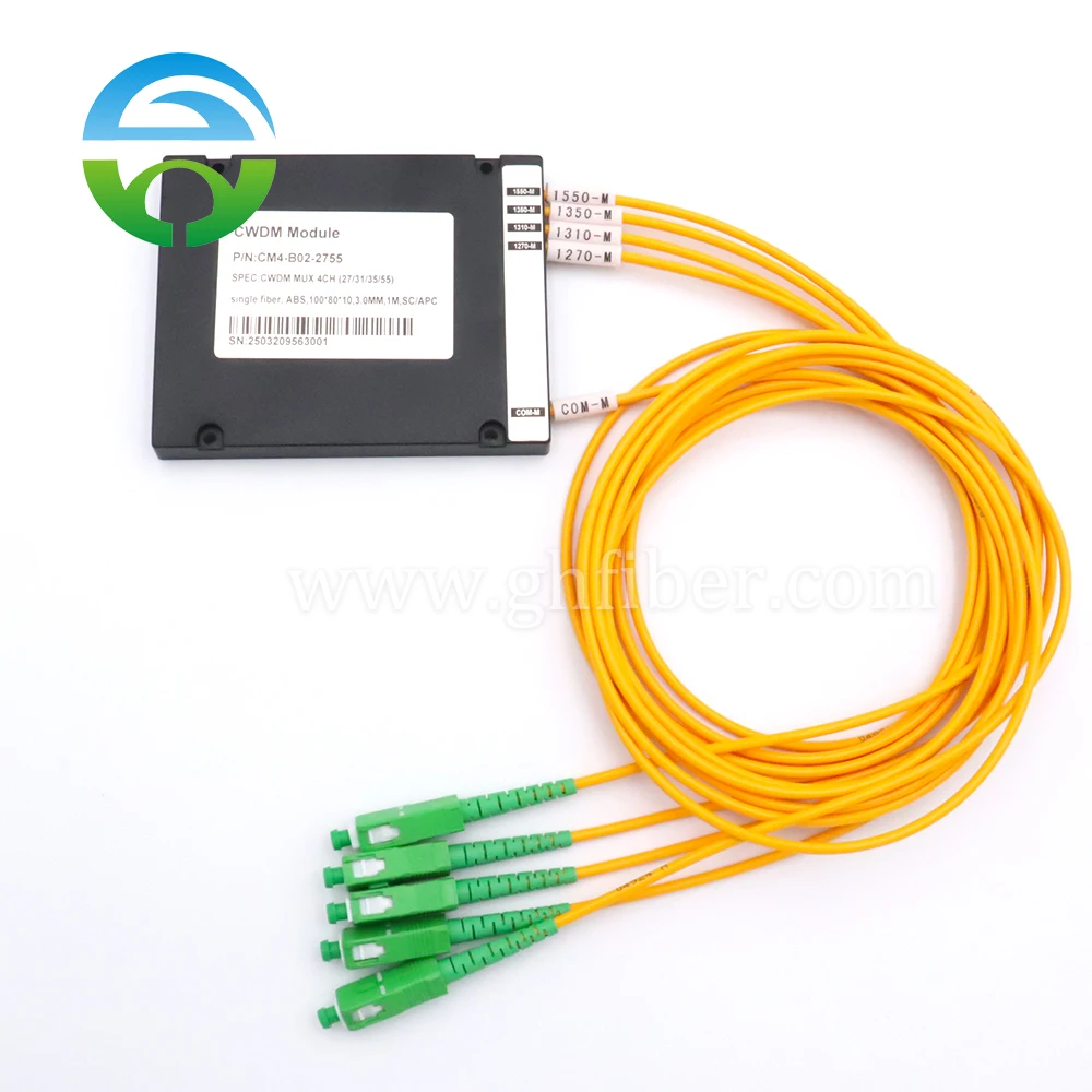

CWDM Module Multiplexer, MUX or DEMUX, 2.0mm Cable, 1 Meter, 1 m 1270nm ~ 1610nm, 4 Channel